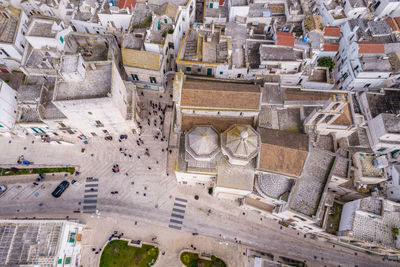 High angle view of buildings in city