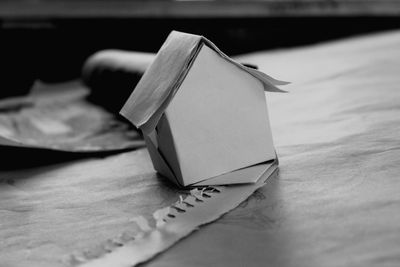 Close-up of paper on table