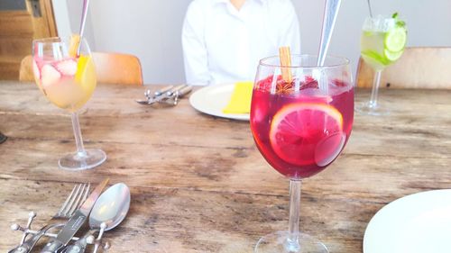 Close-up of drink in glass on table