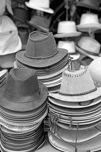High angle view of clothes for sale