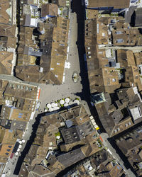 High angle view of buildings in city