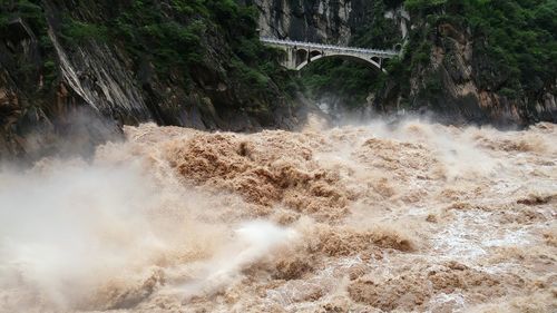 Scenic view of waterfall