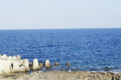 Scenic view of sea against clear sky