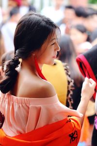 Midsection of women looking down