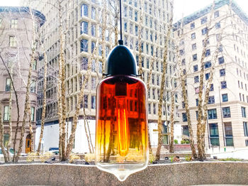 Street light in city during winter