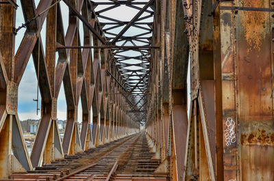 Low angle view of abandoned bridge