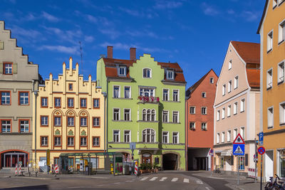 Historic houses on arnulf square in regensburg, germany