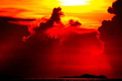 Scenic view of dramatic sky during sunset