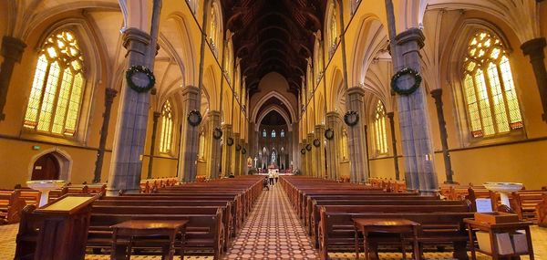 Interior of cathedral and building