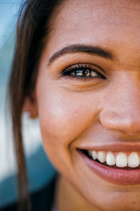 Close-up portrait of happy woman