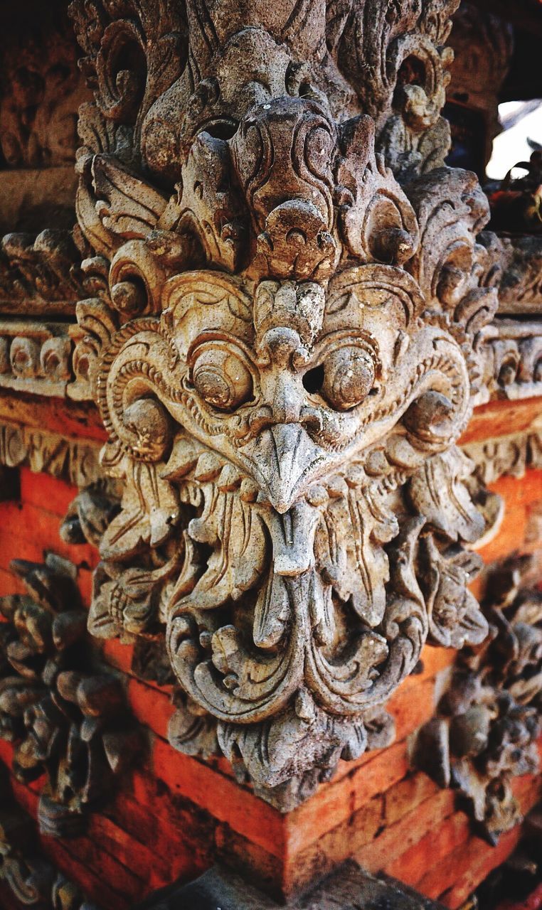 art and craft, art, creativity, carving - craft product, religion, indoors, statue, close-up, human representation, sculpture, spirituality, ornate, place of worship, design, pattern, animal representation, craft, no people, cultures, temple - building