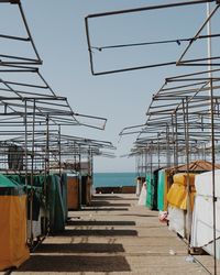 Clothes drying on sea against clear sky