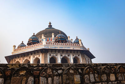 Nila gumbad of humayun tomb exterior view at misty morning from unique perspective