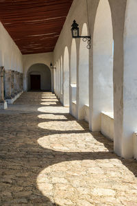 Empty corridor in yellow monastery