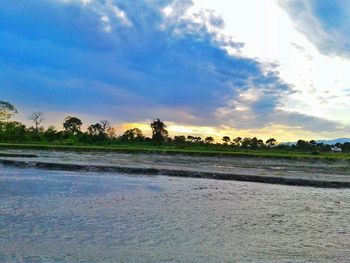 Scenic view of lake against sky