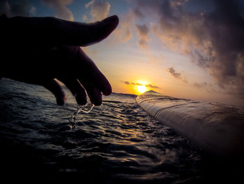Scenic view of sea at sunset
