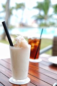 Close-up of drink in glass on table