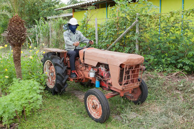 Man working on farm