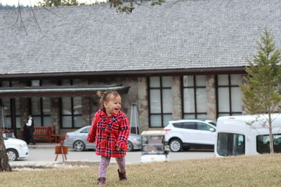 Full length of girl running on land