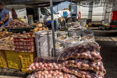 Vegetables for sale at market stall