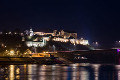 Illuminated buildings at waterfront