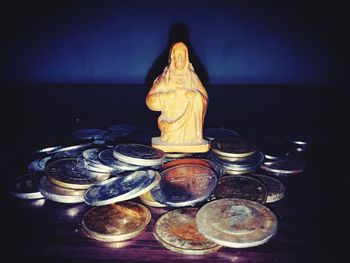 Close-up of statue on table