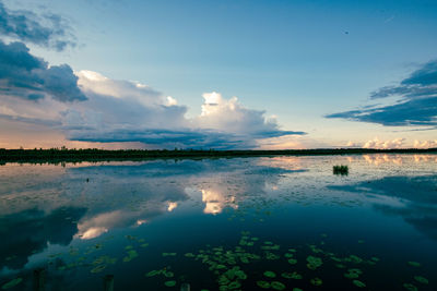 Scenic view of lake against sky