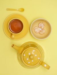 High angle view of coffee on table