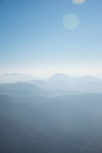 Scenic view of mountains against clear sky