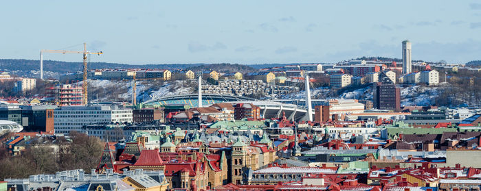 View of cityscape of gothenburg during winter, sweden