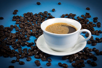 Coffee cup on table