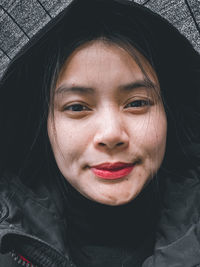 Close-up portrait of a beautiful young woman