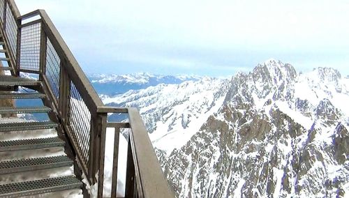 Scenic view of snow covered mountains against sky