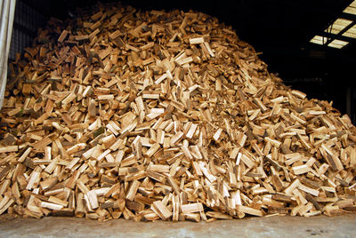 Close-up of stack of firewood