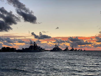 Scenic view of sea against sky during sunset