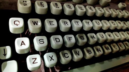 High angle view of computer keyboard