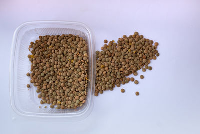 High angle view of bread in container