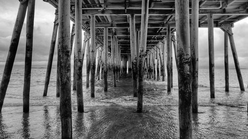 Panoramic shot of pier on beach