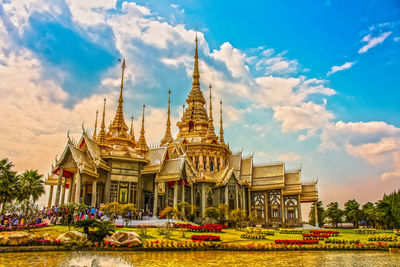 View of temple against cloudy sky