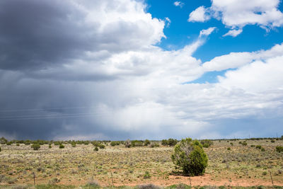 Scenic view of landscape against cloudy sky