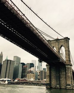 Low angle view of suspension bridge