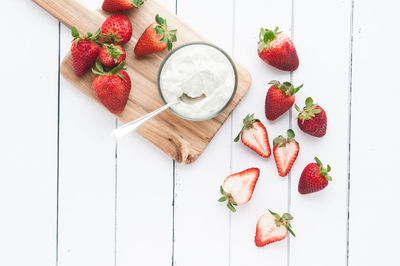 High angle view of fruits on table