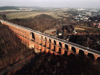 High angle view of castle against sky