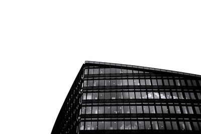 Low angle view of modern building against clear sky