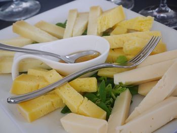 Close-up of served food in plate