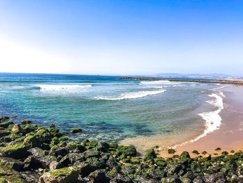 Scenic view of sea against clear sky