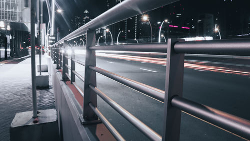 Light trails on road at night