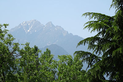 Scenic view of mountains against clear sky