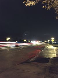 Light trails on street at night