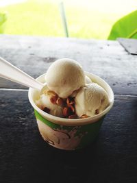 Close-up of ice cream in container